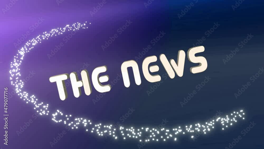 News - a white inscription against the background of a purple and green gradient is reduced, a ring of flying white particles is formed around it, suitable as an intro for TV news or an informational News - a white inscription against the background of a purple and green gradient is reduced, a ring of flying white particles is formed around it, suitable as an intro for TV news or an informational