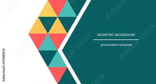 vector background with colorful geometric design, copy space on dark green