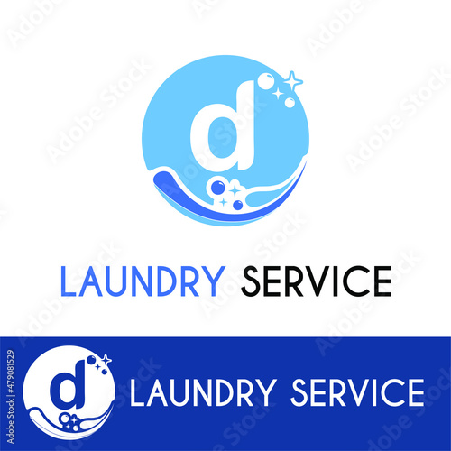 Initial d Letter with Bubble Splash Shine for Laundromat, Washing, Cleaning Service, housework, maid, Business logo idea