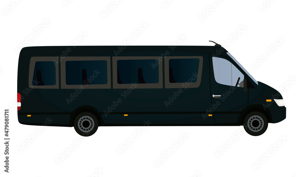 Black mini bus. vector illustration