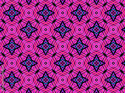 Exquisite, vibrant and energetic purple/black pattern with multicolor ribbon lace. Concept of night flowers beauty. 