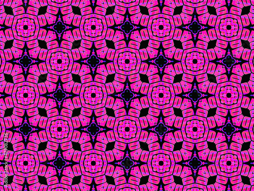 Exquisite, vibrant and energetic purple/black pattern with multicolor ribbon lace. Concept of night flowers beauty. 