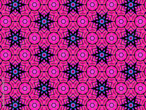 Exquisite, vibrant and energetic purple/black pattern with multicolor ribbon lace. Concept of night flowers beauty. 