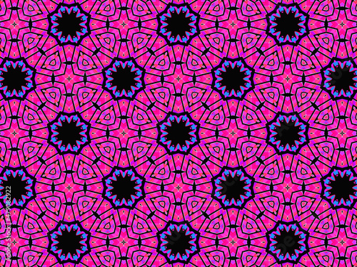 Exquisite, vibrant and energetic purple/black pattern with multicolor ribbon lace. Concept of night flowers beauty. 