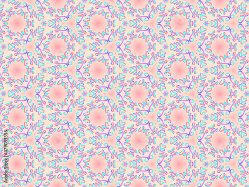 Exquisite and delicate pink lacy patterns for fabric, packaging, wrapping paper and stationery. Repeating fashion print on a blush nude background.