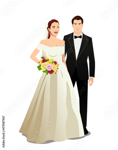 A vector illustration of a wedding couple