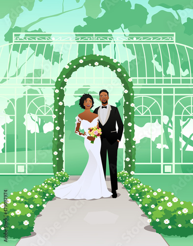 Happy Wedding Couple Vector Illustration