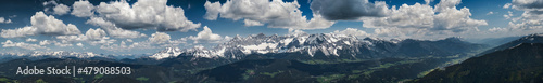 Dachstein massif extra large panorama view from Pichl bei Schladming at Austria