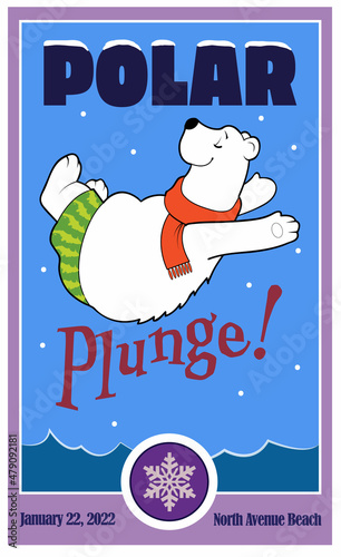 A polar bear takes a dip into ice cold water.