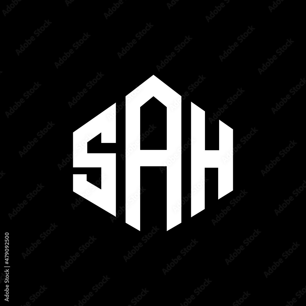 SAH letter logo design with polygon shape. SAH polygon and cube shape