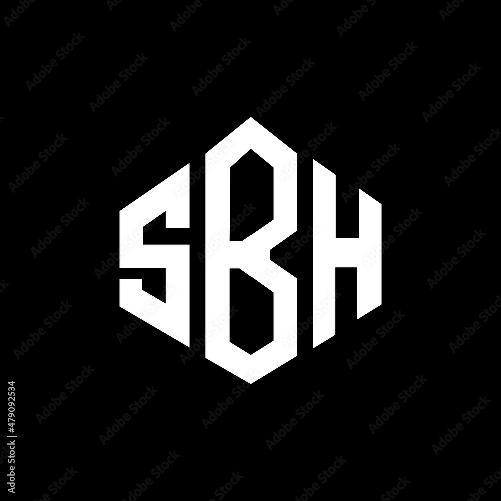 SBH letter logo design with polygon shape. SBH polygon and cube shape logo design. SBH hexagon vector logo template white and black colors. SBH monogram, business and real estate logo.