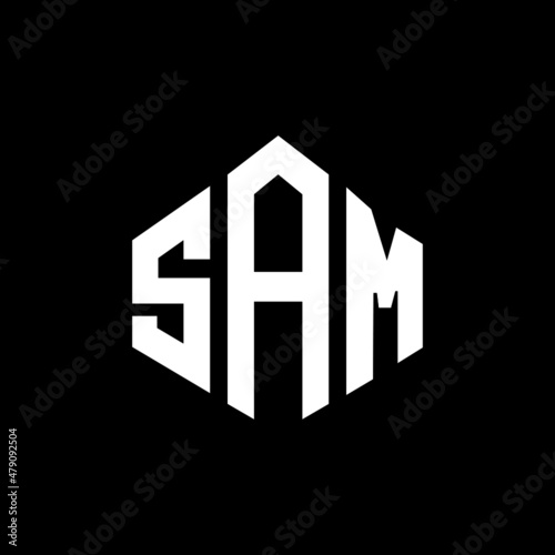 SAM letter logo design with polygon shape. SAM polygon and cube shape logo design. SAM hexagon vector logo template white and black colors. SAM monogram, business and real estate logo.