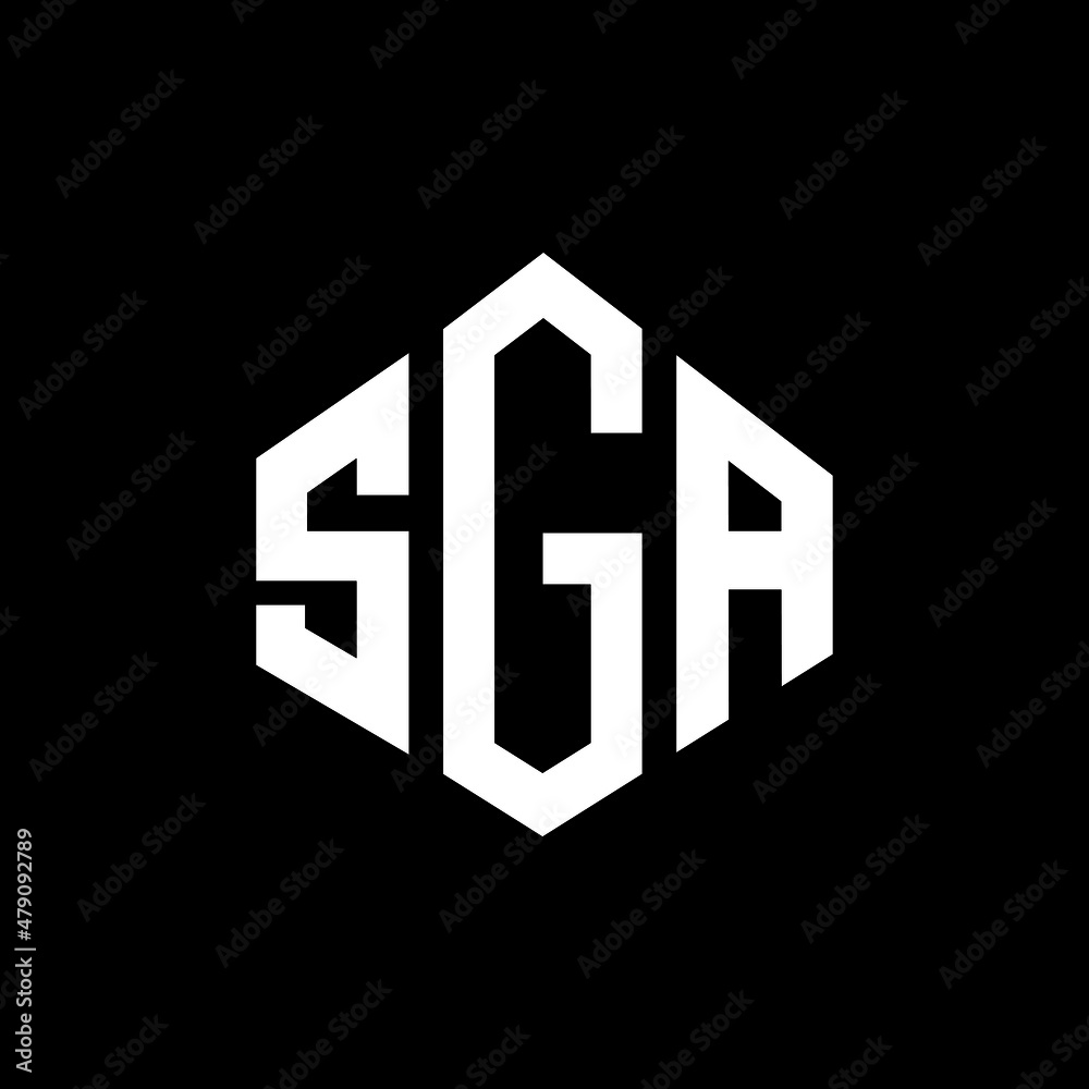 SGA letter logo design with polygon shape. SGA polygon and cube shape logo design. SGA hexagon vector logo template white and black colors. SGA monogram, business and real estate logo.