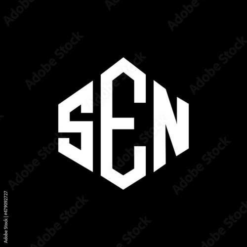 SEN letter logo design with polygon shape. SEN polygon and cube shape logo design. SEN hexagon vector logo template white and black colors. SEN monogram, business and real estate logo.
