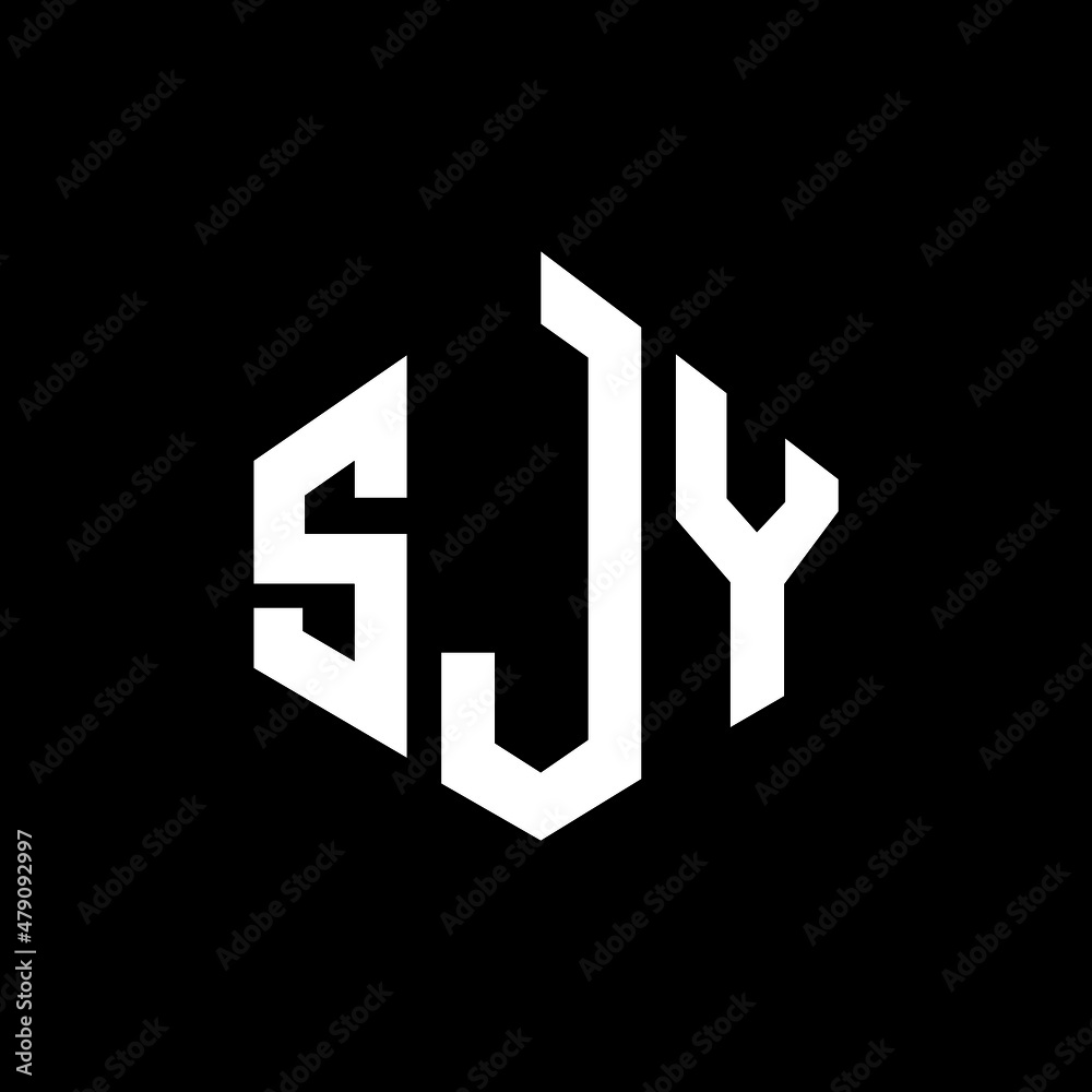 SJY letter logo design with polygon shape. SJY polygon and cube shape logo design. SJY hexagon vector logo template white and black colors. SJY monogram, business and real estate logo.