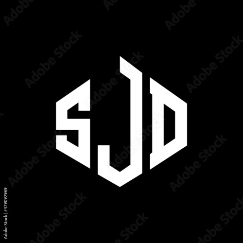 SJD letter logo design with polygon shape. SJD polygon and cube shape logo design. SJD hexagon vector logo template white and black colors. SJD monogram, business and real estate logo. photo