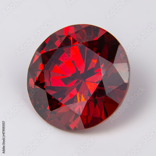 Elegant round red stone diamond jewelry on the white