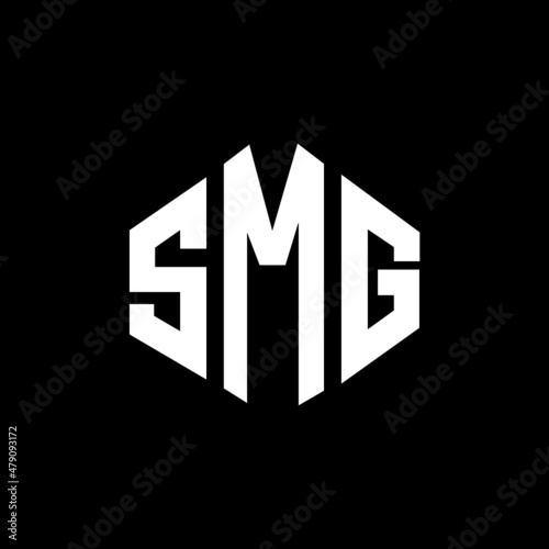 SMG letter logo design with polygon shape. SMG polygon and cube shape logo design. SMG hexagon vector logo template white and black colors. SMG monogram, business and real estate logo. photo