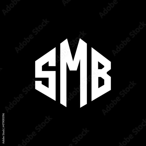 SMB letter logo design with polygon shape. SMB polygon and cube shape logo design. SMB hexagon vector logo template white and black colors. SMB monogram, business and real estate logo.