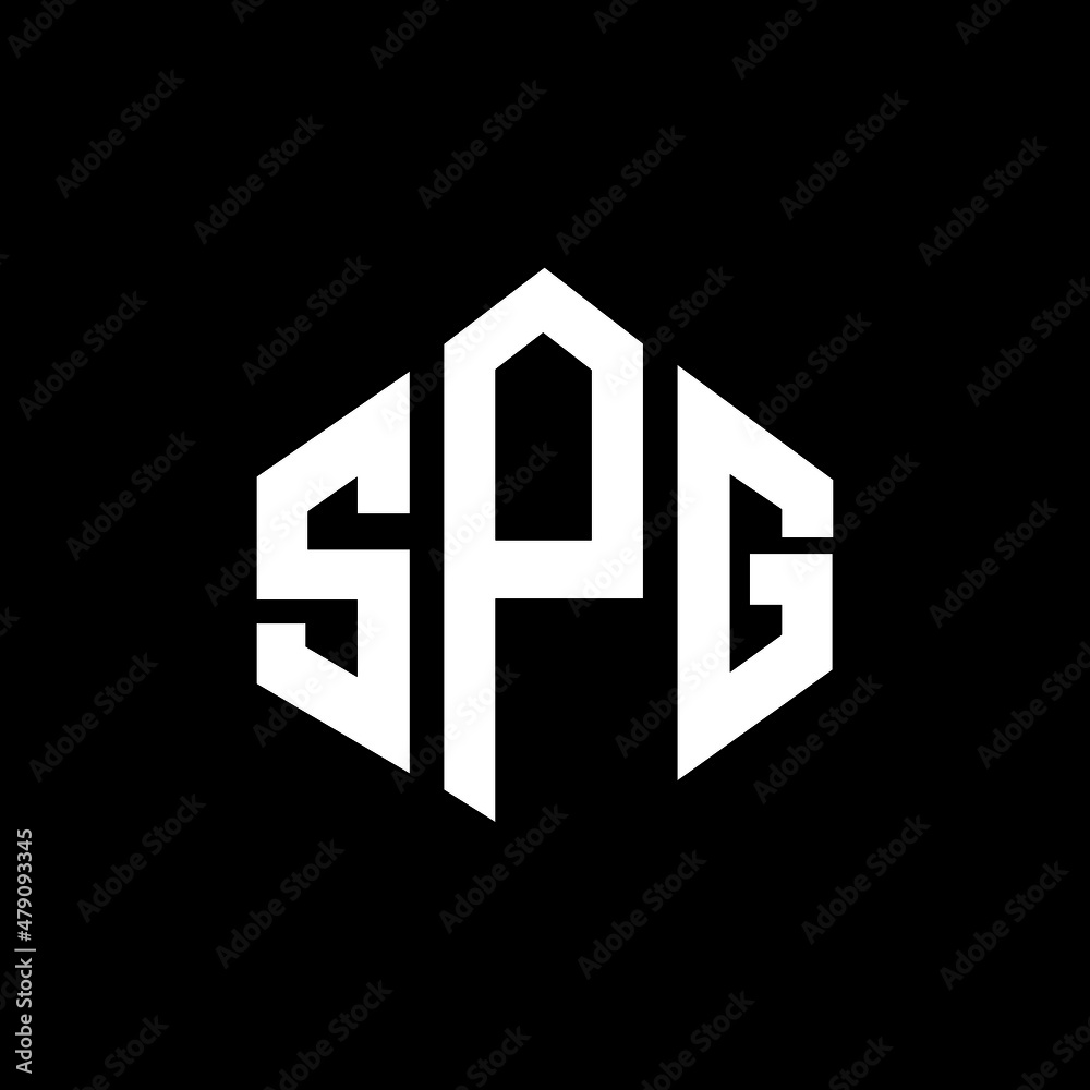 SPG letter logo design with polygon shape. SPG polygon and cube shape logo design. SPG hexagon vector logo template white and black colors. SPG monogram, business and real estate logo.