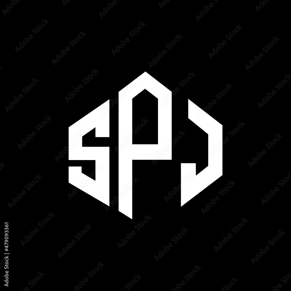 SPJ letter logo design with polygon shape. SPJ polygon and cube shape logo  design. SPJ hexagon vector logo template white and black colors. SPJ  monogram, business and real estate logo. vector de