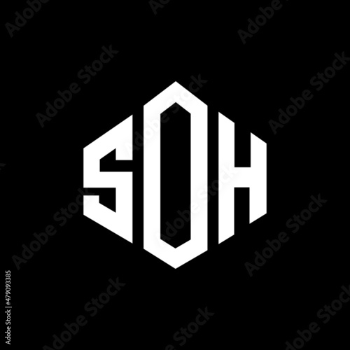 SOH letter logo design with polygon shape. SOH polygon and cube shape logo design. SOH hexagon vector logo template white and black colors. SOH monogram, business and real estate logo.