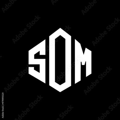 SOM letter logo design with polygon shape. SOM polygon and cube shape logo design. SOM hexagon vector logo template white and black colors. SOM monogram, business and real estate logo.