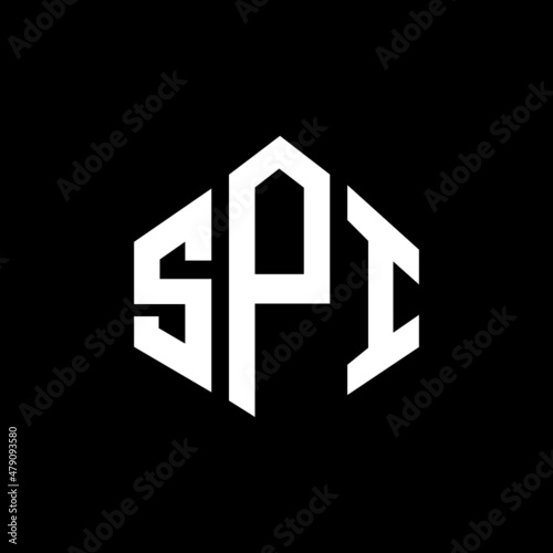 SPI letter logo design with polygon shape. SPI polygon and cube shape logo design. SPI hexagon vector logo template white and black colors. SPI monogram, business and real estate logo.