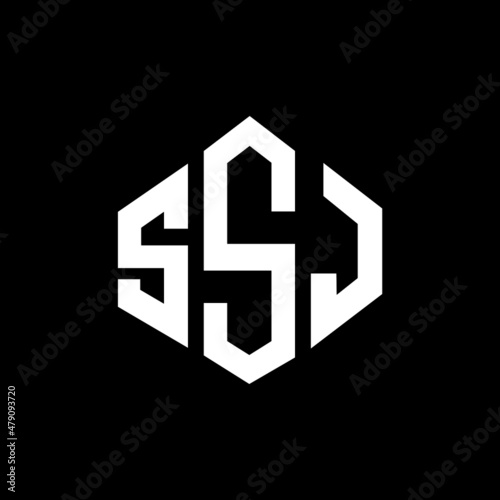SSJ letter logo design with polygon shape. SSJ polygon and cube shape logo design. SSJ hexagon vector logo template white and black colors. SSJ monogram, business and real estate logo.