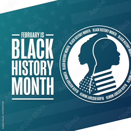 February is Black History Month. Holiday concept. Template for background, banner, card, poster with text inscription. Vector EPS10 illustration.