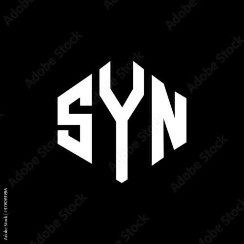 SYN letter logo design with polygon shape. SYN polygon and cube shape logo design. SYN hexagon vector logo template white and black colors. SYN monogram, business and real estate logo.