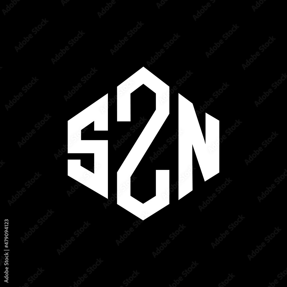 SZN letter logo design with polygon shape. SZN polygon and cube shape logo design. SZN hexagon vector logo template white and black colors. SZN monogram, business and real estate logo.