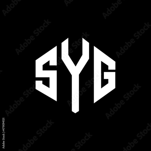 SYG letter logo design with polygon shape. SYG polygon and cube shape logo design. SYG hexagon vector logo template white and black colors. SYG monogram, business and real estate logo. photo