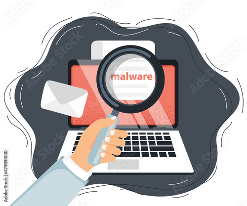 Fotografia Document with malware in laptop