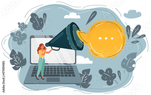 Digital marketing concept. Advertising and promoting. Flat vector illustration.