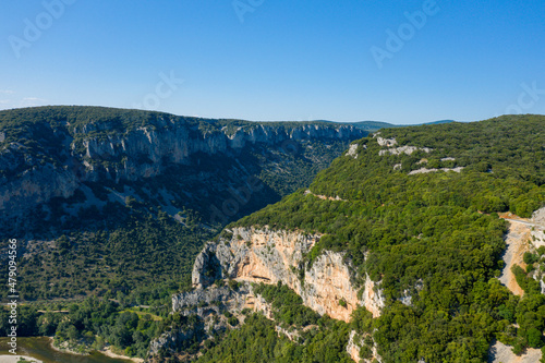 The rocks of the Gorges de lArdeche in Europe, France, Ardeche, in summer, on a sunny day.