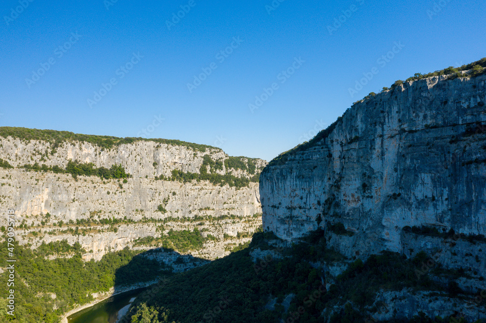 The Gorges de lArdeche in Europe, France, Ardeche, in summer, on a sunny day.