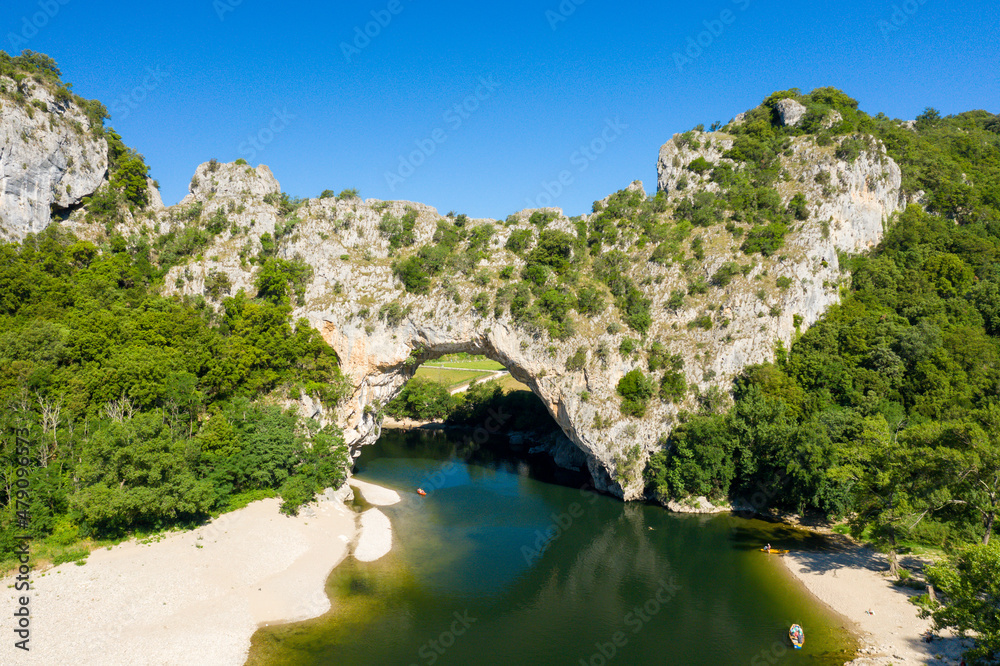 The Pont dArc in the Ardeche in Europe, France, Ardeche, summer