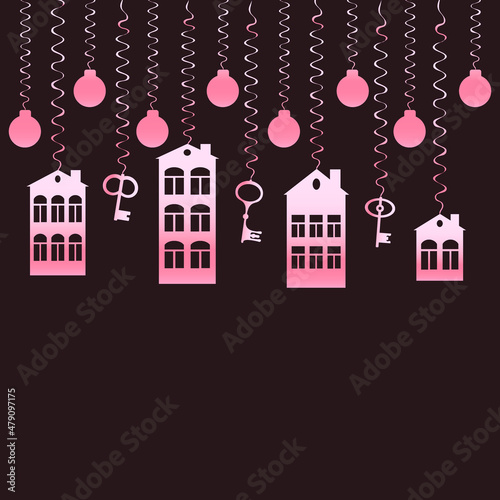 advertising banner or postcard - housewarming, sale or rental of housing on a turnkey basis. Apartments or houses