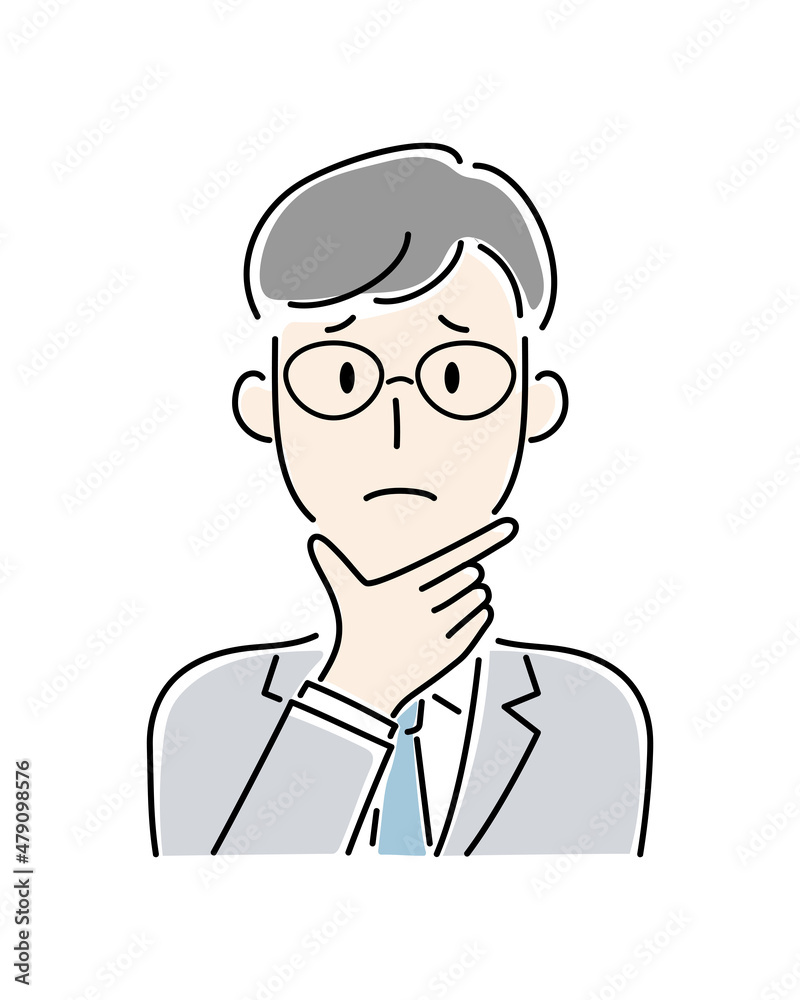 手描き風・困った表情をする男性のベクターイラスト 手描き風・困った表情をする男性のベクターイラスト