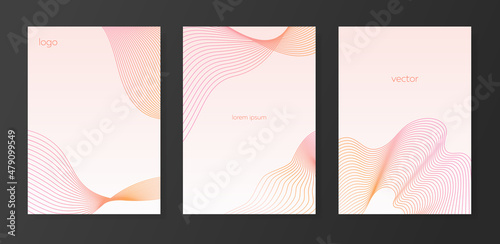A set of minimalistic backgrounds with laconic lines in pastel colors.