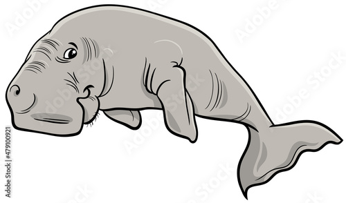 Fotografie cartoon dugong sea mammal animal character