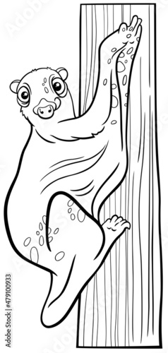 cartoon flying lemur or colugo animal character coloring book page photo