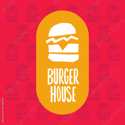 Hand drawn Doodle Burger label.