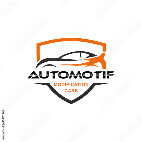 automotive and auto speed car logo design with shield vector template