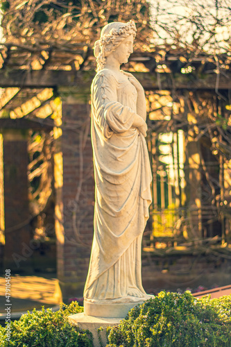 Brick walls and statues in the garden