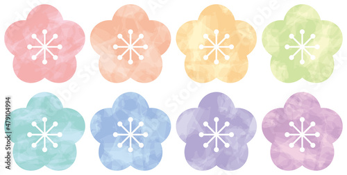 水彩風　梅の花アイコンセット