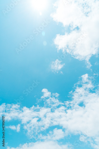 The blue sky with white clouds wrapped in a sunny day