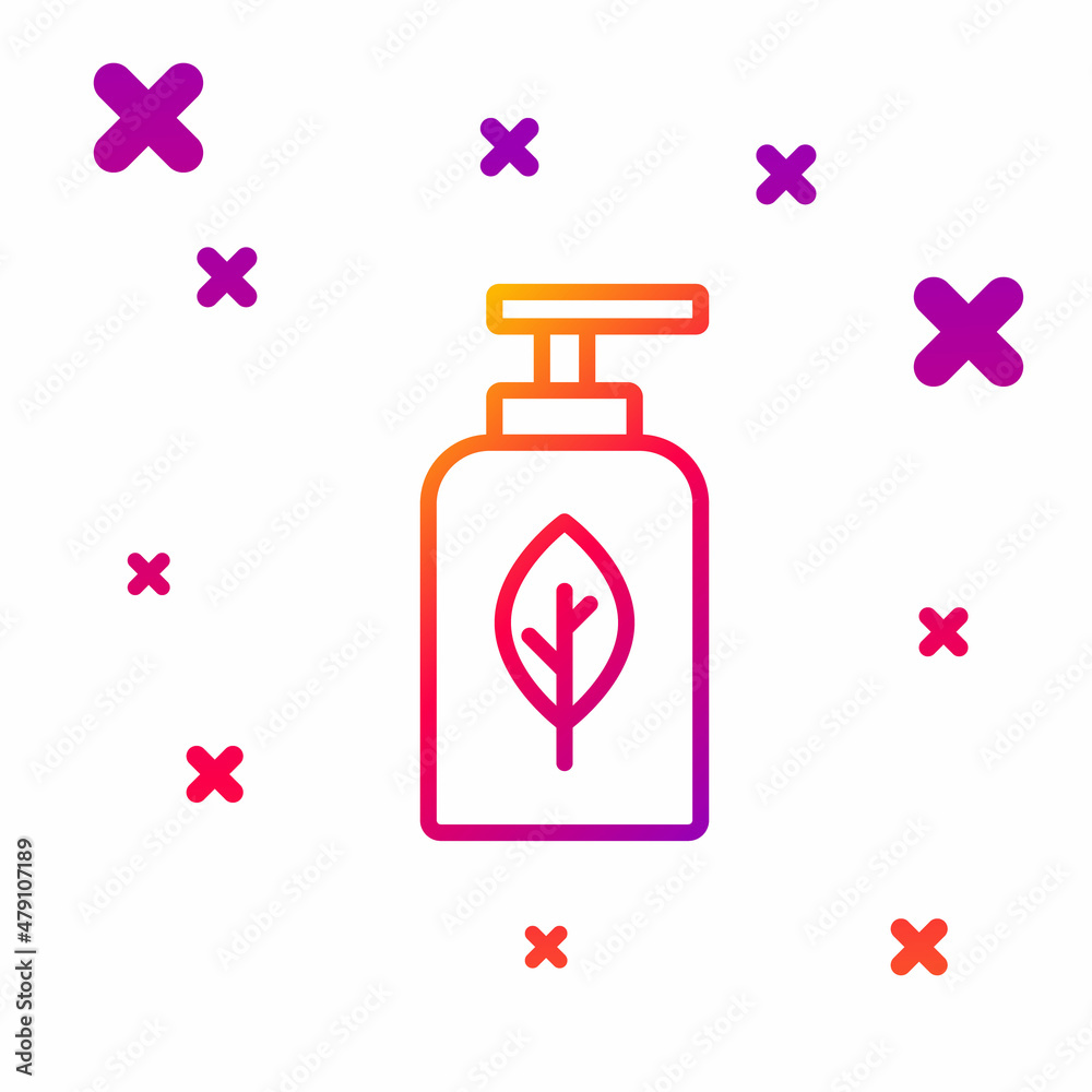 Color line Essential oil bottle icon isolated on white background. Organic aromatherapy essence. Skin care serum glass drop package. Gradient random dynamic shapes. Vector Color line Essential oil bottle icon isolated on white background. Organic aromatherapy essence. Skin care serum glass drop package. Gradient random dynamic shapes. Vector