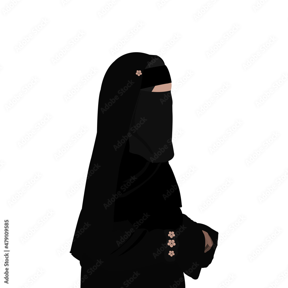 Muslim woman in niqab. Cartoon Muslim woman in veil Stock Vector